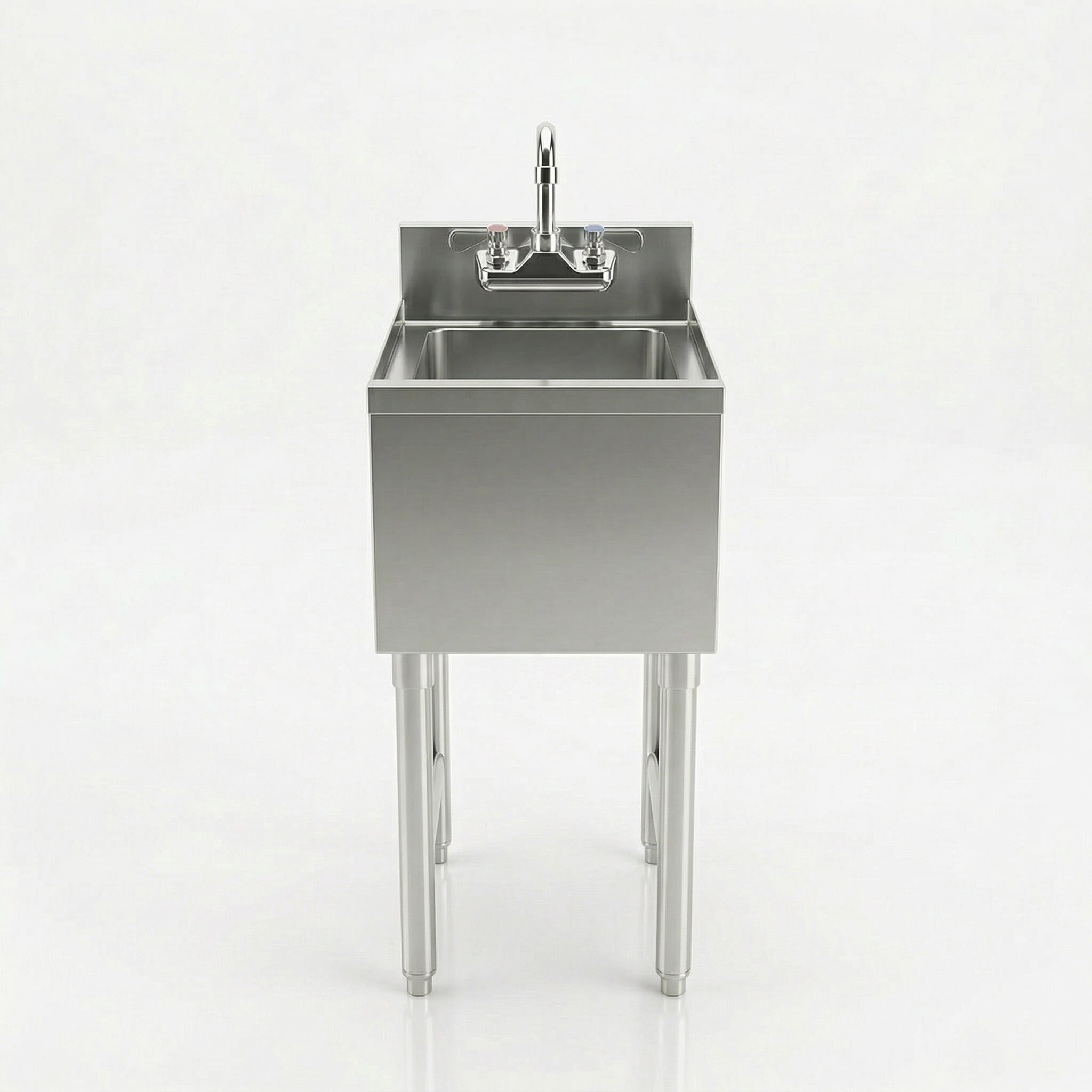 AmGood Commercial Underbar Hand Sink 18.5 in. x 12 in. x 30 in. Stainless Steel with Backsplash Faucet Included NSF, Single Bowl Bar Prep Sink