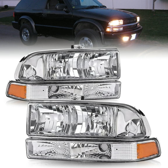 Headlights For 1998-2005 Chevy S10/Blazer Headlamps Bumper Lamps Corner Assembly