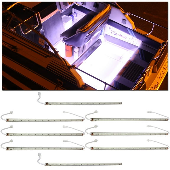 LEDGlow 8pc White LED Boat Deck & Cabin Lighting Kit