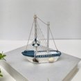 thumbnail image 4 of Mediterranean Sailboat Statue Nautical Coastal Tabletop Decor with Shell Lifebuoy Seagull Mini Wooden Sailboat Ornament for Living Room Bathroom Desk Beach Themed Home Decor Gift, 4 of 4