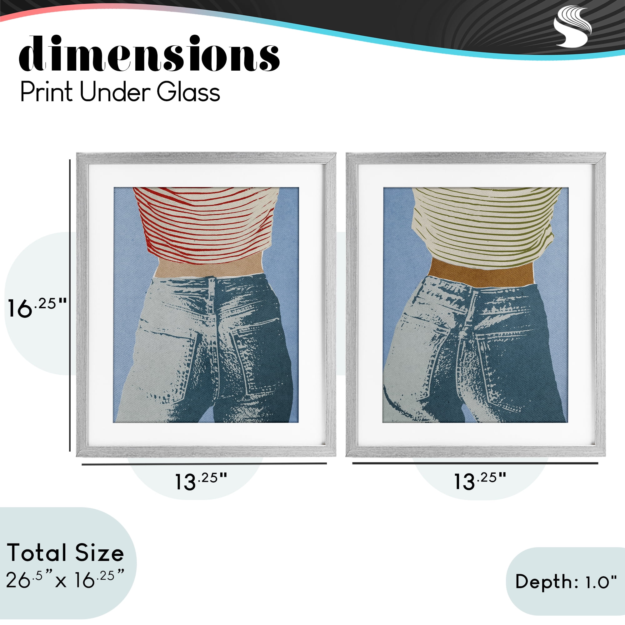 Stupell Industries Favorite Jeans with Striped Shirt 2 Piece Gray Framed Print Under Glass Set, design by Victoria Barnes