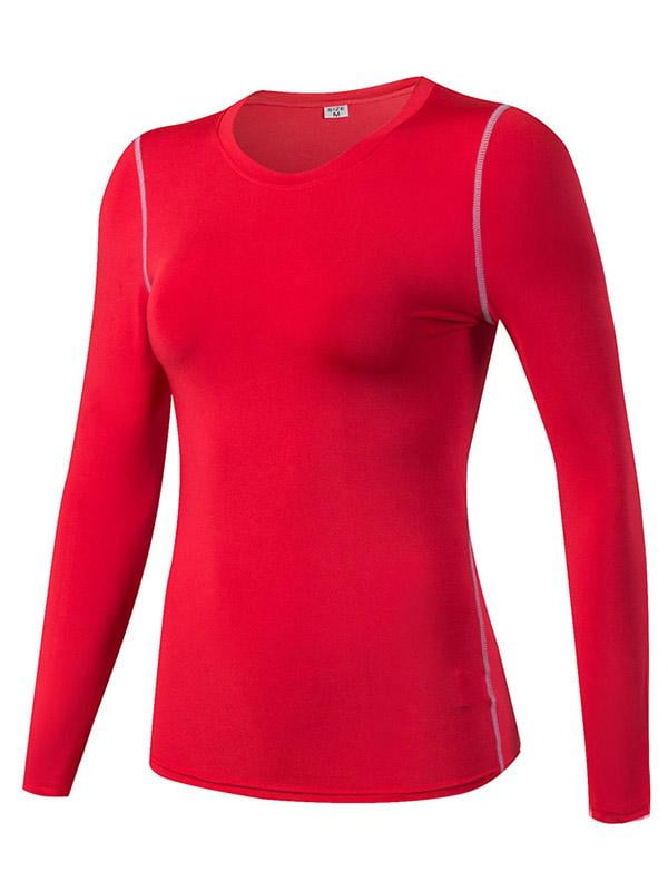 Women Sport Running Quick-dry Compression T-Shirts Long Sleeve Athletic Tee Tops 