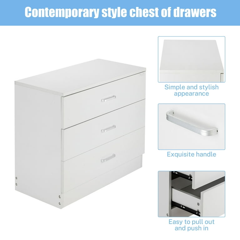 White Small 3-Drawer Storage Chest