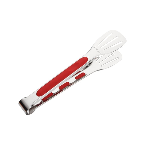 9-Inch 304 Stainless Steel Kitchen & BBQ Tongs with Non-Stick Silicone Tips, Heat Resistant to 470°F, Locking Mechanism for Easy Storage Red