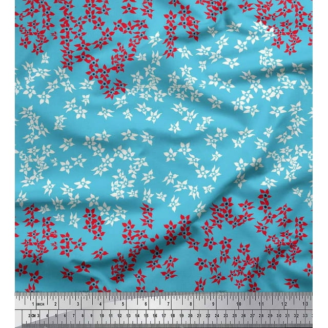 Soimoi Tissu Crêpe polyester Imprimé Floral Artistique Tissu au Mètre 52 Pouces de Large