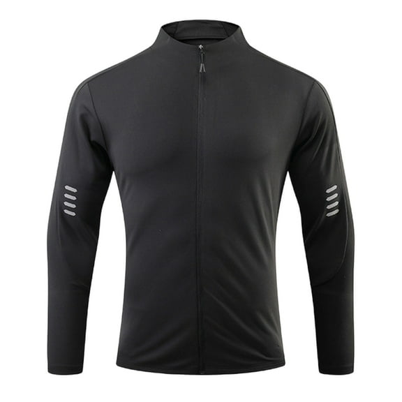 Maoxin Mens Jacket Fashion Men's Long Sleeve Solid Color Sports And Fitness Hoodless Casual Outwear Jackets Black M