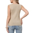 thumbnail image 3 of Beach Vacation Clothes for Women's Summer Tank Tops Knit Sweater Vest Crochet Sleeveless Pullover Top S Khaki, 3 of 6