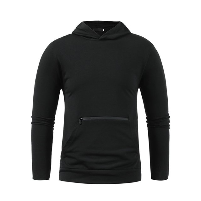 Sudadera de invierno Honeeladyy para hombre, con capucha y doble bolsillo, fina, color liso, deportiva