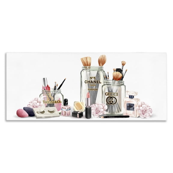 Stupell Industries Contemporary Floral Makeup Collection Still Life Canvas Art, 24 x 10, by Ziwei Li