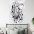 thumbnail image 3 of King Tapestry, Reign of the Jungle Forest Symbol of Courage Safari Animal Lion Grunge Design, Wall Hanging for Bedroom Living Room Dorm Decor, 40W X 60L Inches, Black and White, by Ambesonne, 3 of 5
