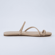 Cushionaire Resort Strappy Sandals for Women, Vegan Leather Memory Foam Flat Women's Sandals with Toe Ring