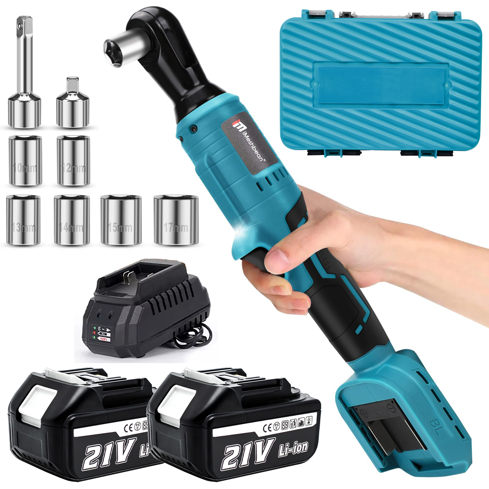 iMesheban 3/8" Brushless Electric Cordless Ratchet & 1/2" High Torque Drill Impact Wrench Impact Power Tool