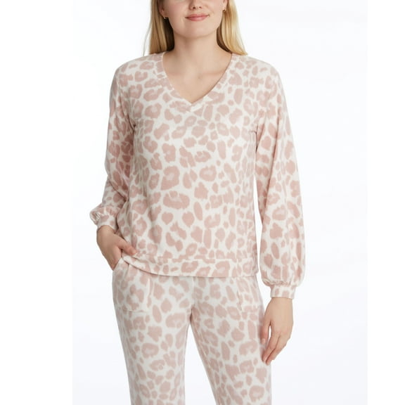 Adyson Parker Womens Long Sleeve Hacci Pullover Sweater Brustroke Cheetah XL