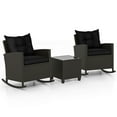 thumbnail image 2 of Costway 3 PCS Patio Wicker Rocking Set with Tempered Glass Table & Soft Cushions Outdoor Black, 2 of 10
