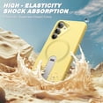 thumbnail image 4 of FITO for Samsung Galaxy S25 Case [ Rotatable Kickstand | Soft Anti-Scratch Microfiber Lining | Compatible with MagSafe] Silicone Phone Cover - Yellow, 4 of 8