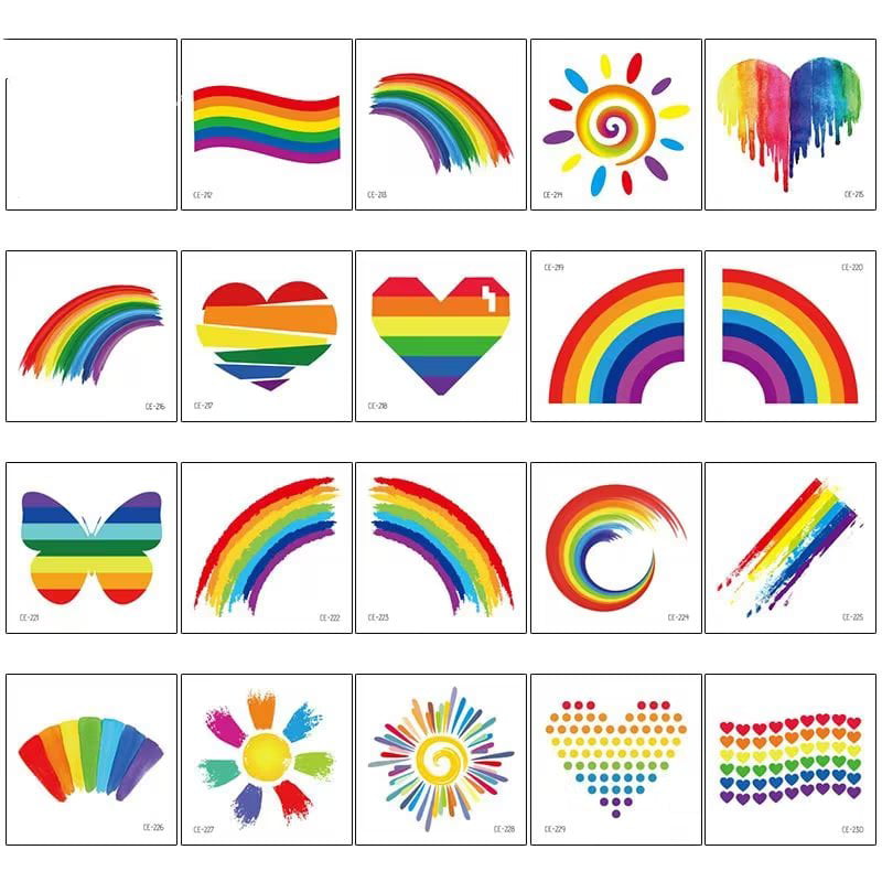 FACI 40 Pride Tattoos, LGBT Rainbow Temporary Tattoos, Pride Temporary  Tattoos, Waterproof Rainbow Flag Tattoo Stickers, Perfect for Pride  Equality Parade 