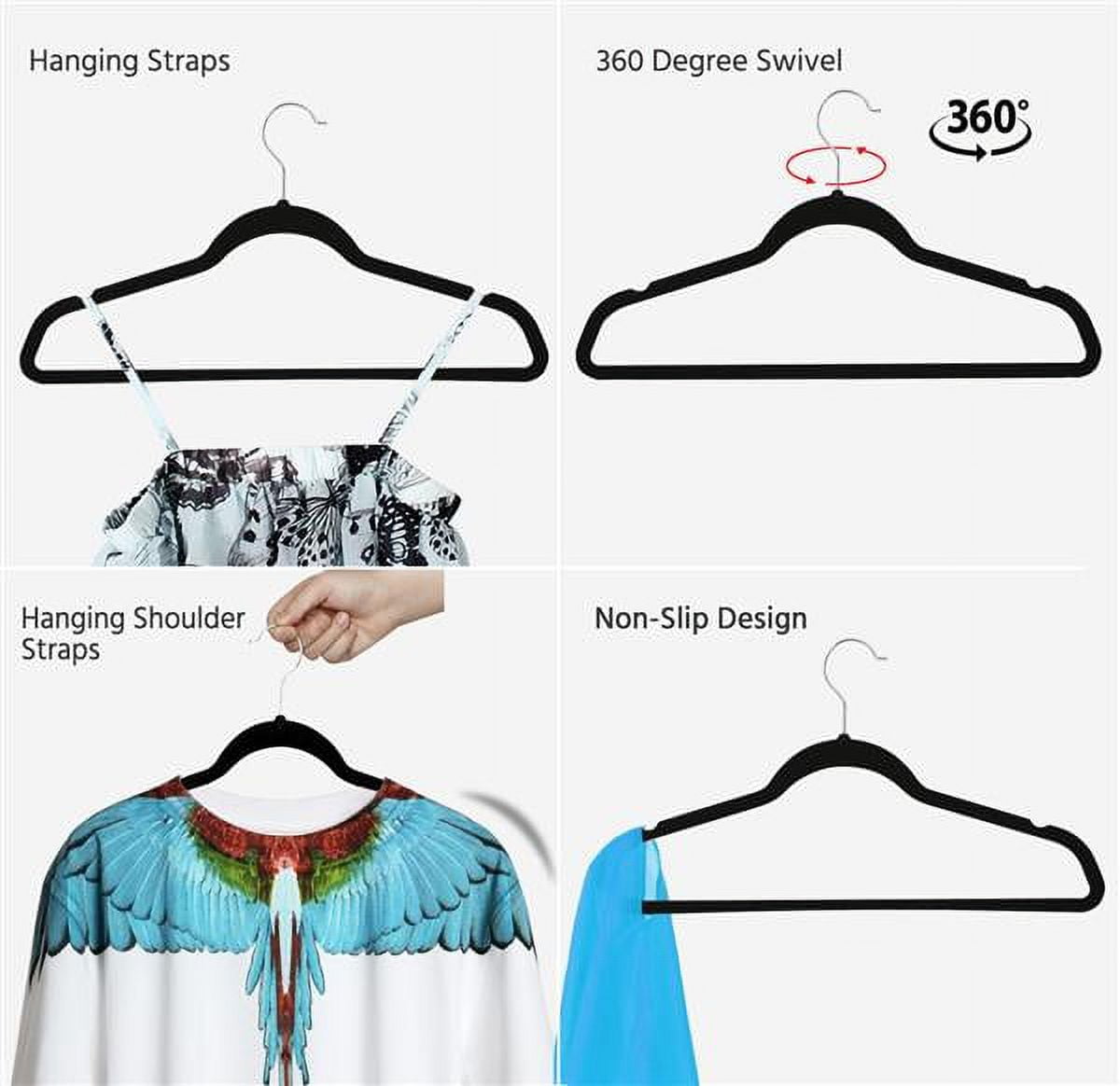 Yaheetech 100 Pack Non Slip Velvet Hangers Heavy Duty Suit Hangers Flocked  Coat Suit Hangers Space Saving Clothes Hangers with 360° Swivel Hook, Gray