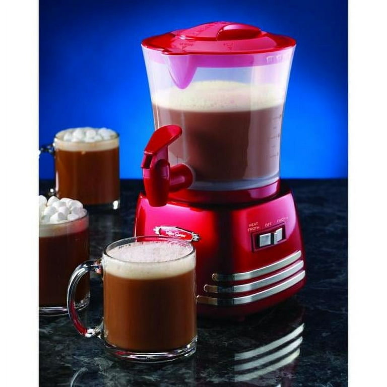 Nostalgia 32 Oz Frother and Hot Chocolate Maker, Warm or Cold Milk Foam,  Includes Cocoa Bomb Mold, for Coffees, Lattes, Cappuccinos, Brown