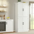 thumbnail image 5 of DIYART 71" Farmhouse Pantry Cabinet, Tall Storage Cabinet with 4 Doors and Adjustable Shelves, Freestanding Pantry for Dining Room, Kitchen, and Living Room, White, 5 of 8
