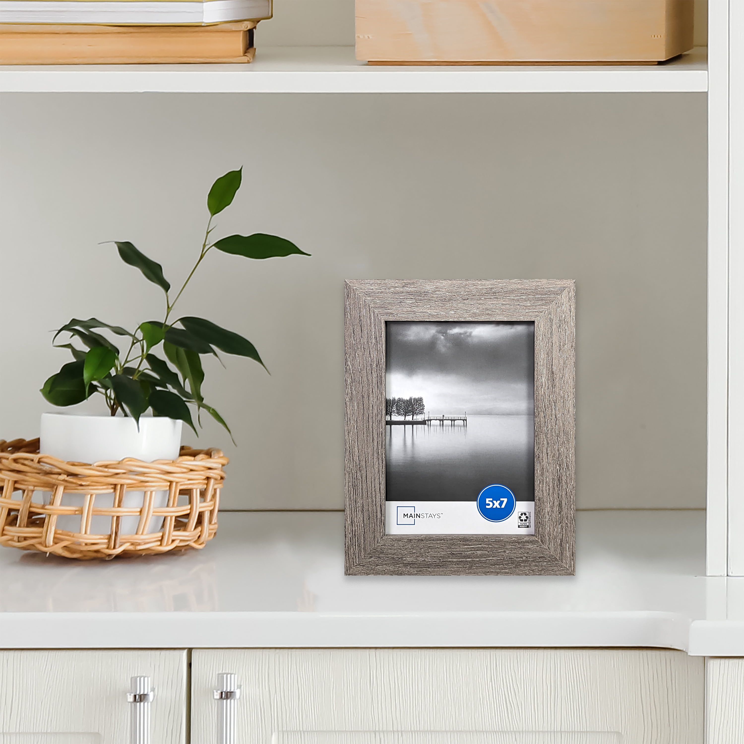(2 pack) Mainstays 5x7 Wide Beveled Tabletop Picture Frame, Rustic Gray