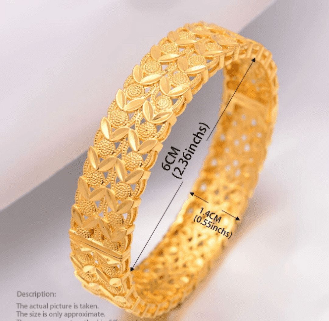 18k Layered Real Gold Filled Solid Bangle Bracelet – Yellow Gold, Unbranded