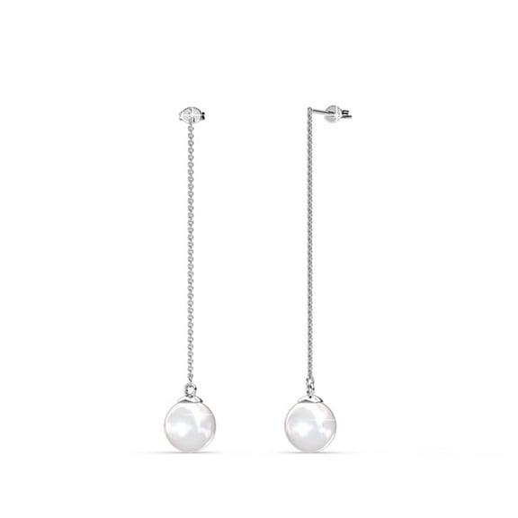 Cate & Chloe Aspen 18k White Gold Plated Shell Pearl Dangle Earrings for Women, Gift for Her