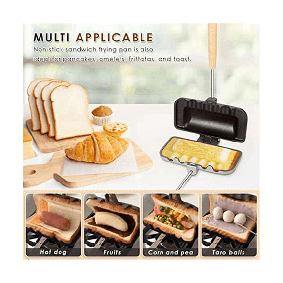 Hot Sandwich Maker, Hot Dog Toaster, Double-Sided Sandwich Baking Pan, Double Sided Frying Pan, for Grilled Cheese Maker