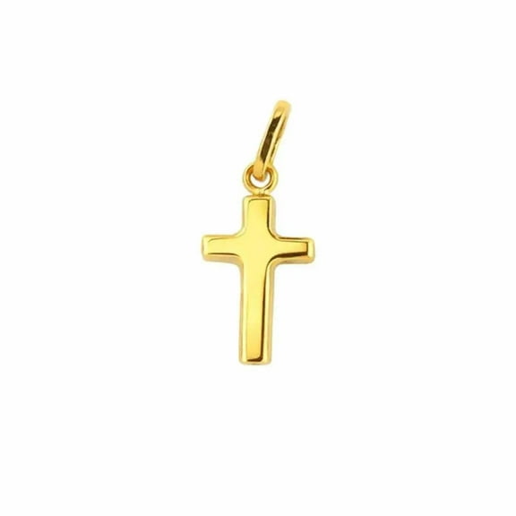 18k Solid Yellow Gold tiny polished cross H 0.83 x 0.34 inches
