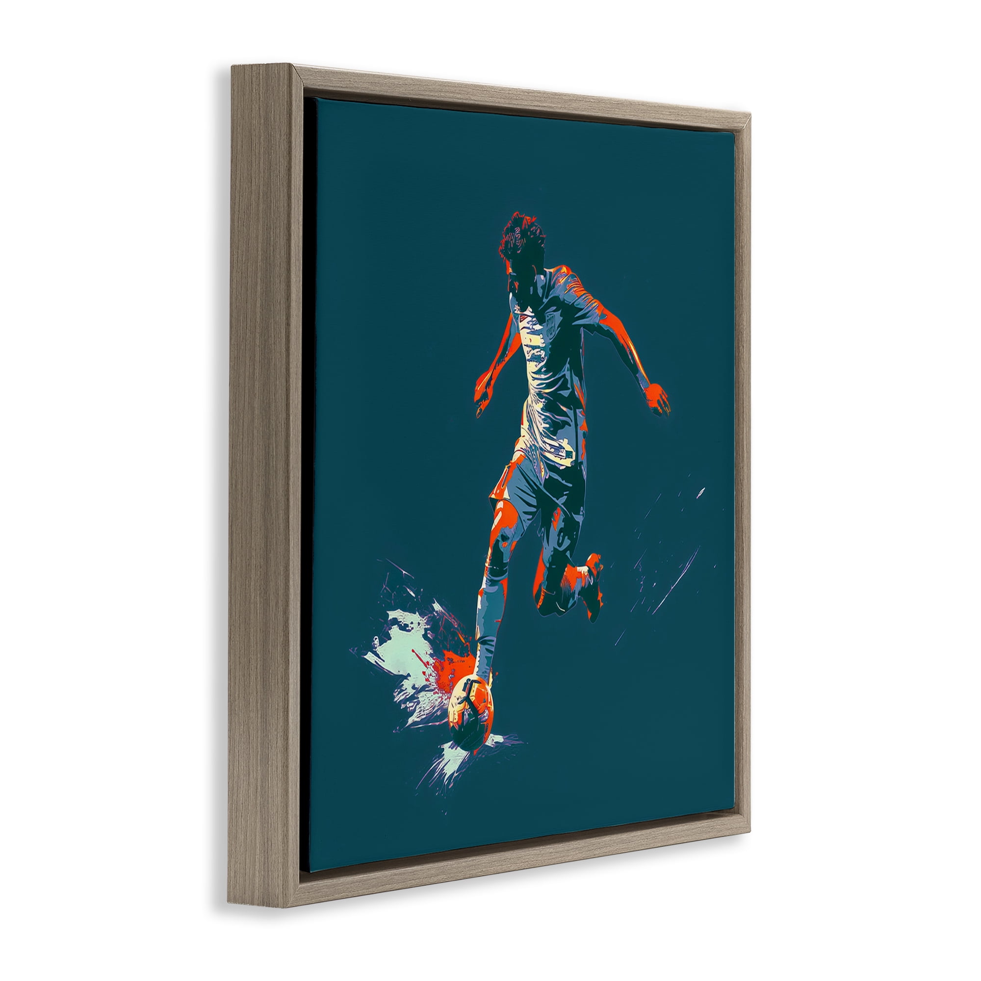 Stupell Industries Winning Soccer Goal Sports Painting Brown Floater Framed Canvas Art Print Wall Art, 25 x 25