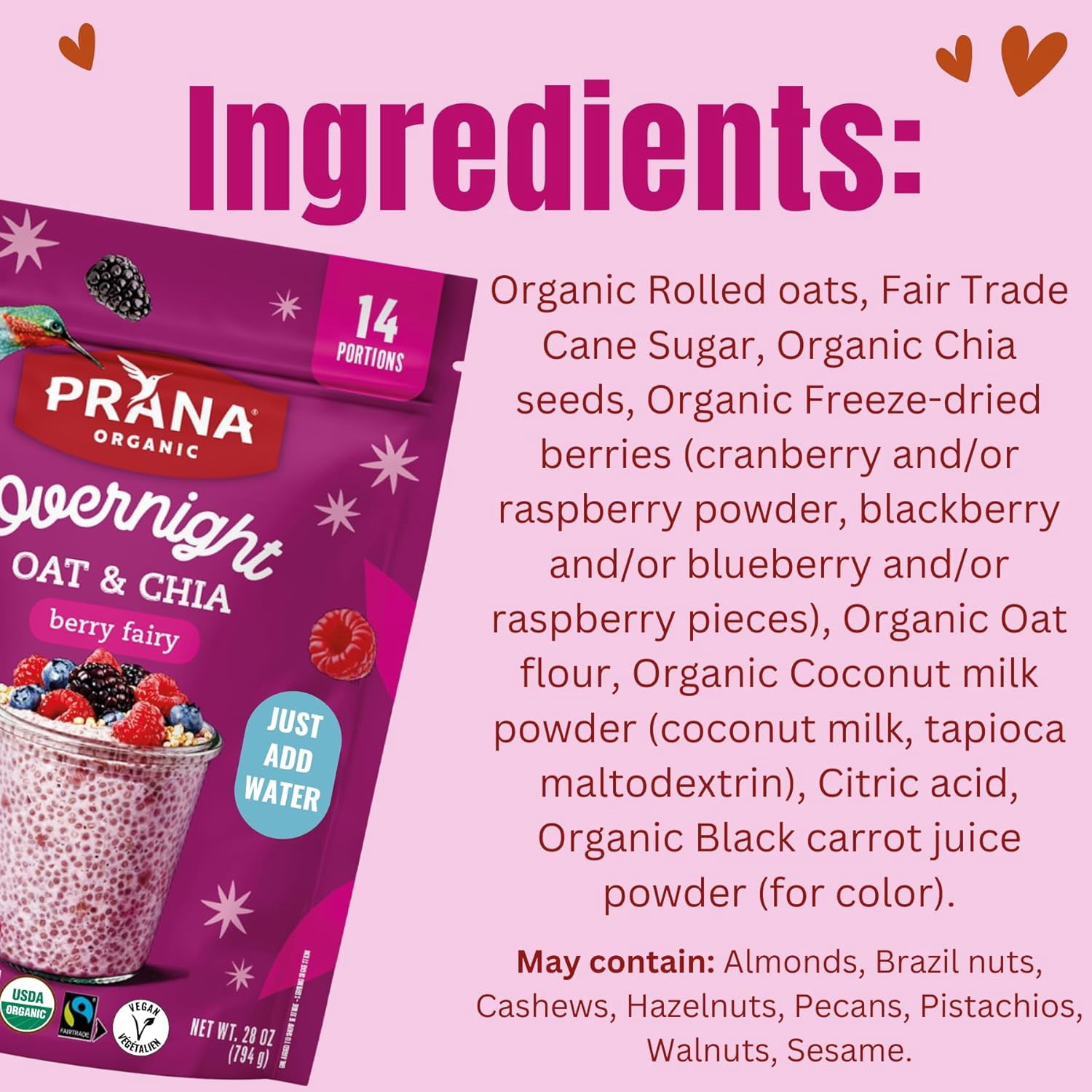 Prana Organic Overnight Chia, Berry Fairy (28 Ounce)