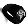 thumbnail image 2 of Tioneer Stainless Steel Ares Greek God Engraved Square Flat Top CZ Biker Style Polished Signet Ring, 2 of 5
