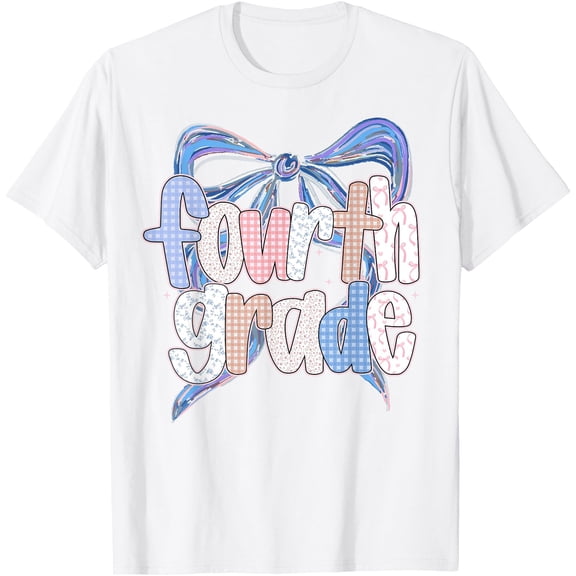 4th Grade Preppy Floral Coquette Bow Girly Back To School T-Shirt, Unisex T-Shirt