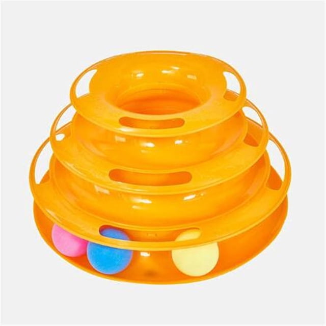 Juguetes para mascotas en la torre de pista del escenario para mascotas. giratorio de tres pisos, rompecabezas interactivos para gatos, platos de juguetes para gatos interesantes con bolas (naranja) Shuxiu Wang 9024719203836