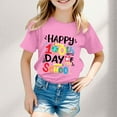 thumbnail image 2 of BOOMNY Toddler Girls Tee Shirts Celebrate 100 Days Of School Letter Printed Short Sleeve Crew Neck Lightweight Loose T Shirt Comfy Girls Dailywear 3-4 Years, 2 of 4