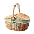 thumbnail image 3 of Wicker Picnic Basket Practical Storage Basket for Parties Outdoor Sandwiches Small, 3 of 9