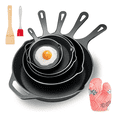 thumbnail image 1 of Juego De 5 Sartenes De Hierro Fundido Antiadherente Malubero, Negro, 1 of 5
