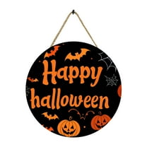 YgkuHd Halloween Welcome Door Sign 12In Wooden Hanging Decor for Wall Front Door and Window Indoor Outdoor Halloween Decoration Orange,Orange-11.8in