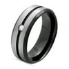 Men's Stainless Steel with Diamond Accent Black and White Ring, 8mm
