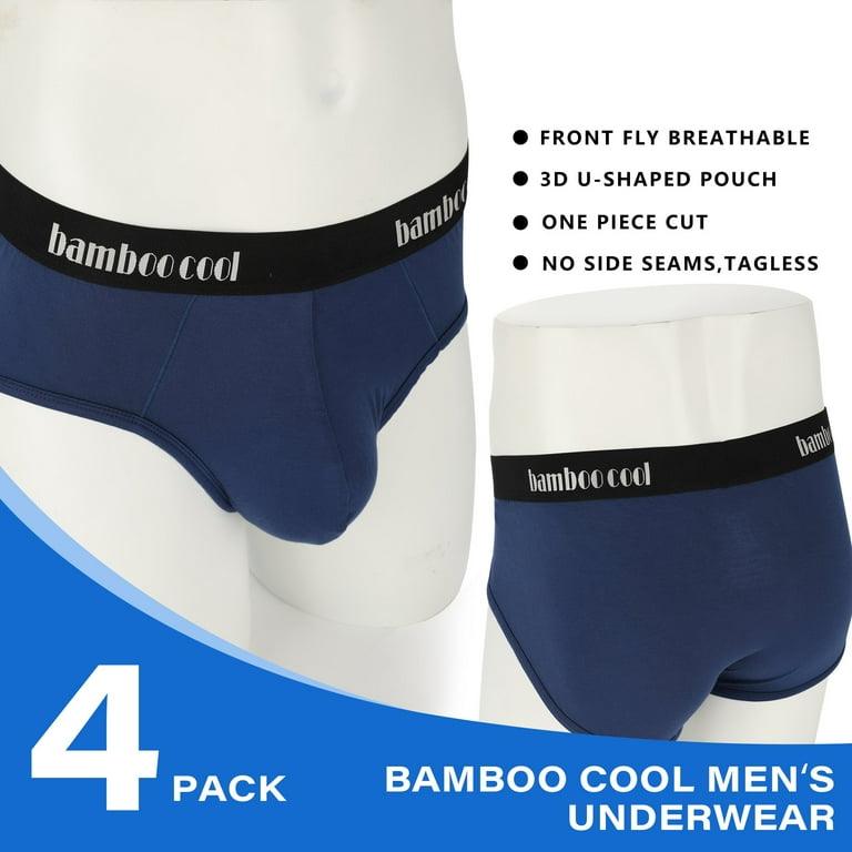 Bamboo Men's Briefs,Lightweight Underwear,Cooling Briefs for Men,M-XXL,4  Pack