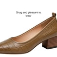 thumbnail image 5 of CHICVOMEY Women's Crocodile Embossed Square Toe Pumps Comfortable Mid Chunky Block Heel Slip On Dress Shoes Elegant Casual Office Business Formal Party Daily Wear Ladies Heeled Shoes, 5 of 9