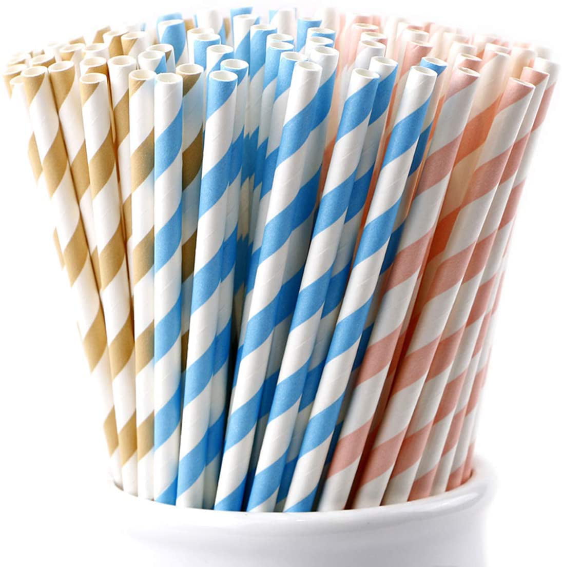 Paper Straws Biodegradable Drinking Straw Birthday Party Retro Strip Straw 200 
