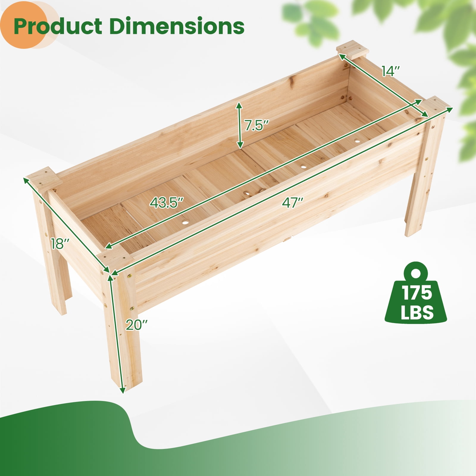 Costway Raised Garden Bed Elevated Planter Box Wood for Vegetable Flower Herb