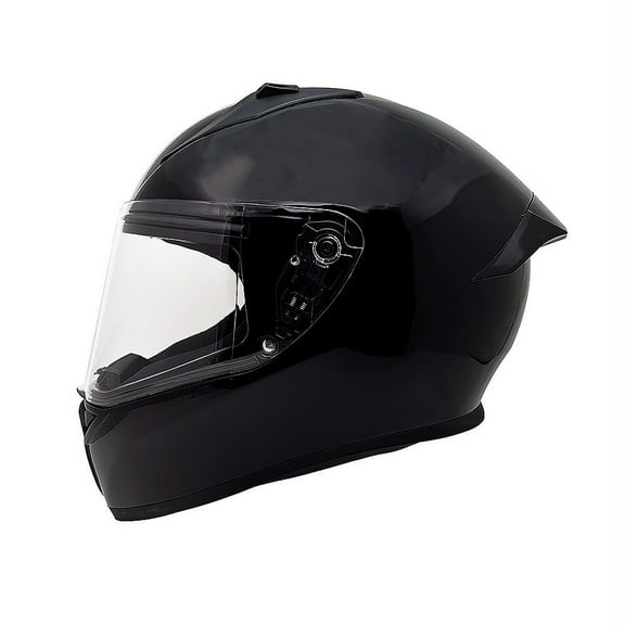 MMG Motorcycle Full Face Helmet DOT - Shiny Black, BOLT M38 (Large)
