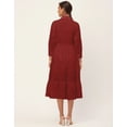 thumbnail image 4 of Moomaya Solid Tiered Dress For Women, Cotton Dress With Collar, 4 of 8