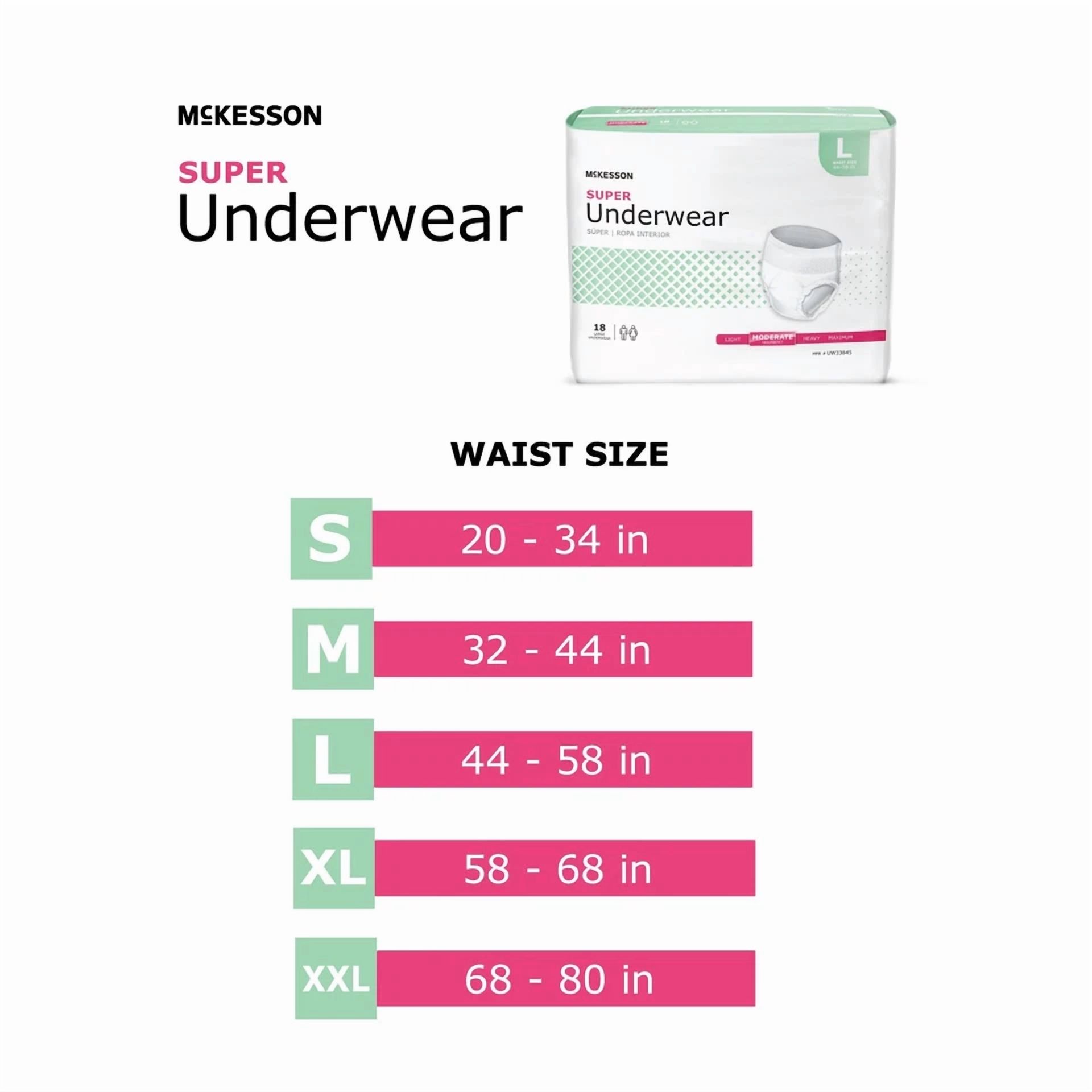 CIRCLE- 18 Mckesson Adult Disposable Cloth Like Underwear Diapers L Moderate Absorbency