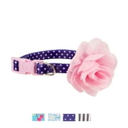 Vibrant Life 3D Flower Fashion Dog Collar, Purple/Pink Dots with Flower, x-Small