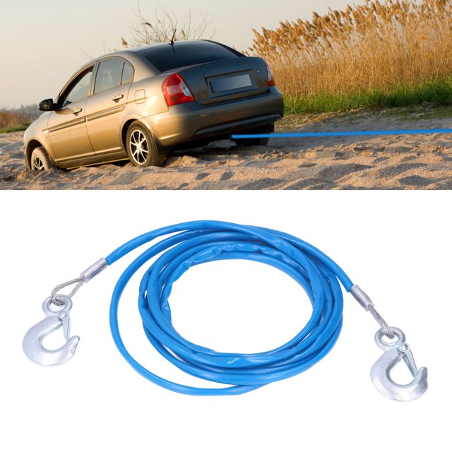Cable De Remolque Para Remolque, Cable De Acero De Seguridad Con Gancho De Metal Resistente Antivibración De 4 M/13,12 Pies De Largo Para Automóviles, SUV, Mini Camiones