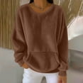 thumbnail image 2 of Sweaters For Women Hoodless Sweatshirt Double Fuzzy Fleece Soft Winter Crew Neck Pullover Hoodie Long Sleeve With Pockets Cozy Casual Tops For Fall And Winter XXL Womens Sweaters, 2 of 4
