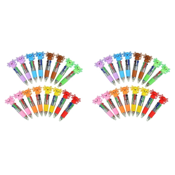 Back-to-Schol!2 Pack Adorable Axolotl Colored Ballpoint Pens, Cute 4-in-1 Multi-Color Pens for Stu-dents, Fun Stationery Prize for Classroom and Journaling