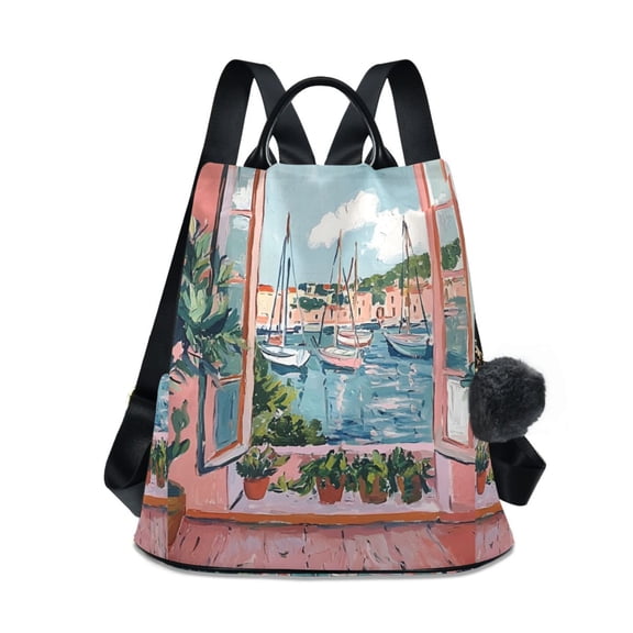 FORMRS Women's Travel Backpack Purse Anti-Theft Hidden Pockets Casual Shoulder Bag, Pink Boat
